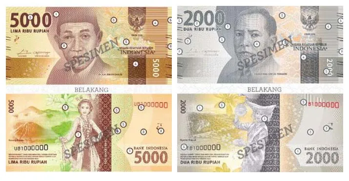 pecahan lima ribu - pecahan dua ribu