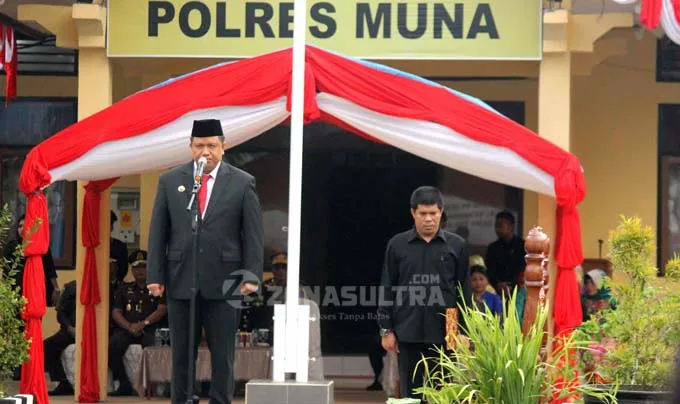 Pimpin Upacara HUT Bhayangkara, Bupati Muna Apresiasi Kinerja Polri