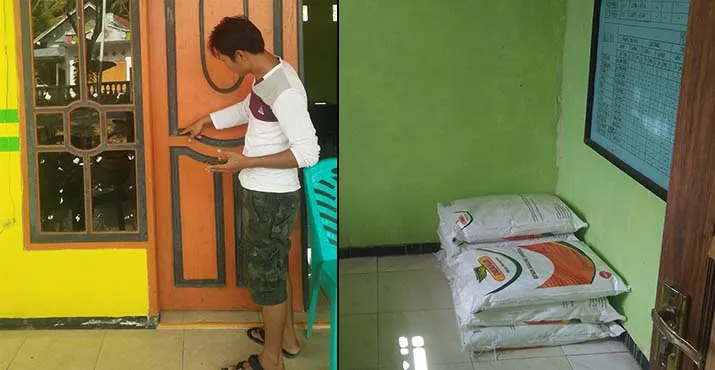 Kantor Desa Lalume Kemalingan Belasan Karung Bantuan Bibit jagung 