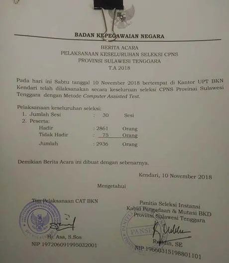 Hanya 58 Orang CPNS Pemprov Sultra yang Penuhi Passing Grade