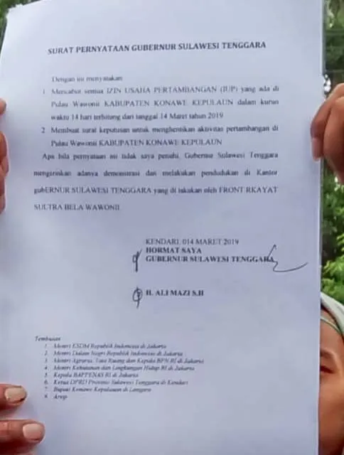 Temui Pendemo, Wagub Lukman Teken Pencabutan IUP Konkep