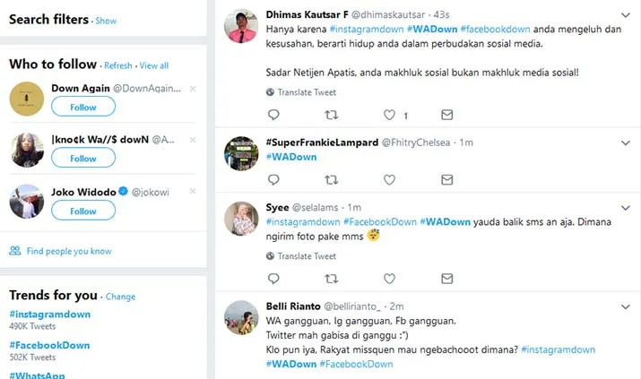 Fakta Tumbangnya FB, Berujung ke Instagram dan WhatsApp, Twitter Jadi Tempat Curhat
