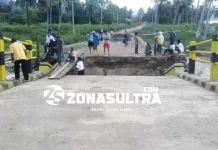 Jembatan Ambruk, Empat Desa di Konut Terisolasi Jembatan Ambruk, Empat Desa di Konut Terisolasi