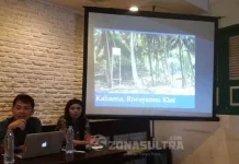 Tersandung Kasus Korupsi, Nur Alam Dinilai Ingkar Janji Campagner Jaringan Advokasi Tambang (JATAM) Komoditi Nikel, Sahrul selaku narasumber dalam diskusi yang digelar di Menteng Jakarta Pusat, Senin (29/8/2016).(Rizki Arifiani/ZONASULTRA.COM)