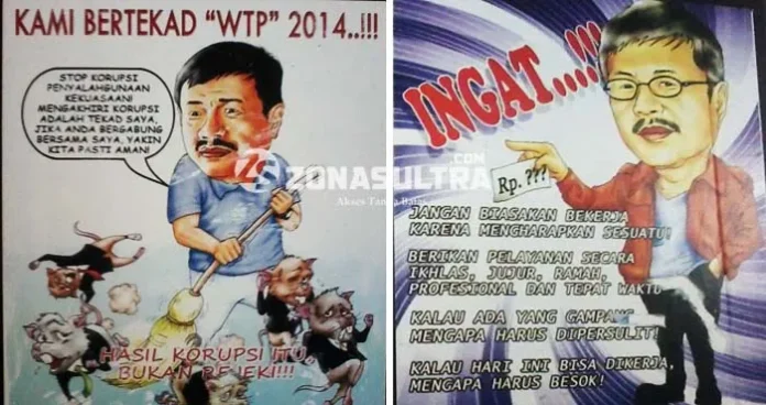 Ketika Poster Anti Korupsi Menempel di Dinding Kantor Gubernur Sultra