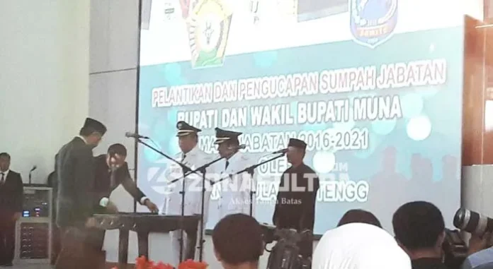Pelantikan Bupati Muna, Nur Alam Sempat Kesulitan ke Ruang Pelantikan