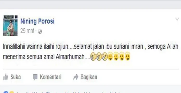 Breaking News : Innalillah Senator Provinsi Sultra Suriyani Imran Meninggal Dunia