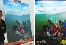 Lewat Lukisan, Peserta Peksiminas Asal Jawa Barat Soroti Pencemaran Laut Lewat Lukisan, Peserta Peksiminas Asal Jawa Barat Soroti Pencemaran Laut