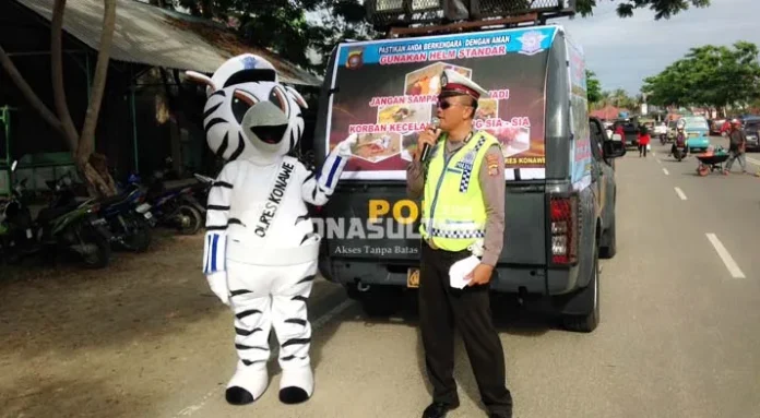 Tekan Angka Kecelakaan, Satlantas Konawe Lakukan Sosialisasi di Pasar