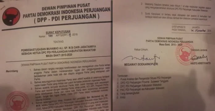 Megawati Resmi Nonaktifkan Ketua PDIP Wakatobi Ali Tembo