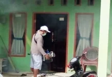 Delapan Warga Wangi-wangi Terserang DBD petugas fogging - saat melakukan fogging dipemukiman warga