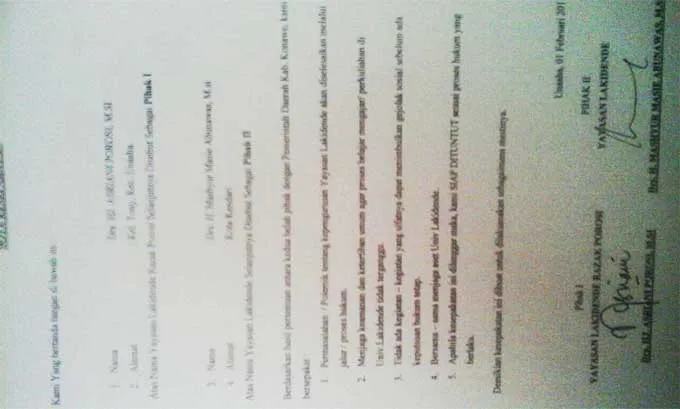 Poin Perjanjian Ini Lima Poin Perjanjian yang Disepakati Kedua Yayasan Unilaki yang Bertikai