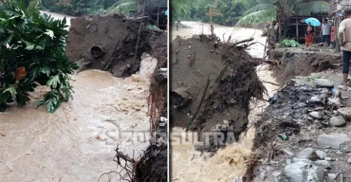 Sungai Meluap Hanyutkan Rumah Warga di Kabaena