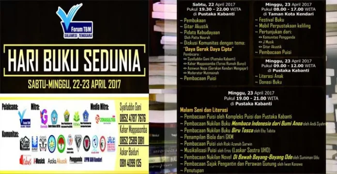 Ayo! Meriahkan Perayaan Hari Buku Sedunia di Kota Kendari, Ini Agendanya