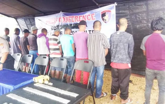 Tersangka Ditpol Air Polda Sultra Amankan Bahan Peledak Beserta Sepuluh Tersangkanya