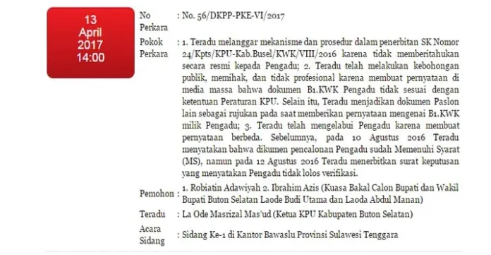 13 April Ketua KPU Busel Jalani Sidang DKPP, Ini Pokok Perkaranya