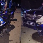 Gas-gas di Depan Polisi, Pengendara Motor Tabrak Kijang Innova Gas-gas di Depan Polisi, Pengendara Motor Tabrak Kijang Innova