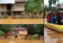 Akses Jalan Putus Akibat Banjir, Polres Muna Turunkan Puluhan Personil Bantu Warga Menyeberang Akses Jalan Putus Akibat Banjir, Polres Muna Turunkan Puluhan Personil Bantu Warga Menyeberang