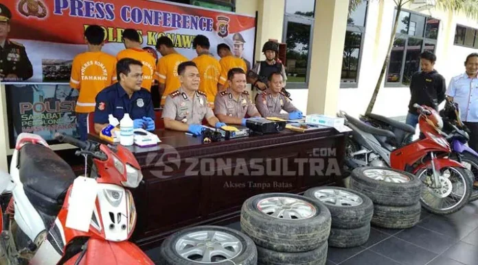 Polres Konawe Bekuk 2 Tersangka Curanmor, Satu Tersangka Dihadiahi Tima Panas