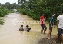 Sungai Andoolo Meluap, Jalur Tinanggea-Kendari Terputus Sungai Andoolo Meluap, Jalur Tinanggea-Kendari Terputus