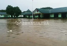 Akibat Sungai Sidodadi Meluap, Makodim 1416 Muna Terendam Banjir Akibat Sungai Sidodadi Meluap, Makodim 1416 Muna Terendam Banjir