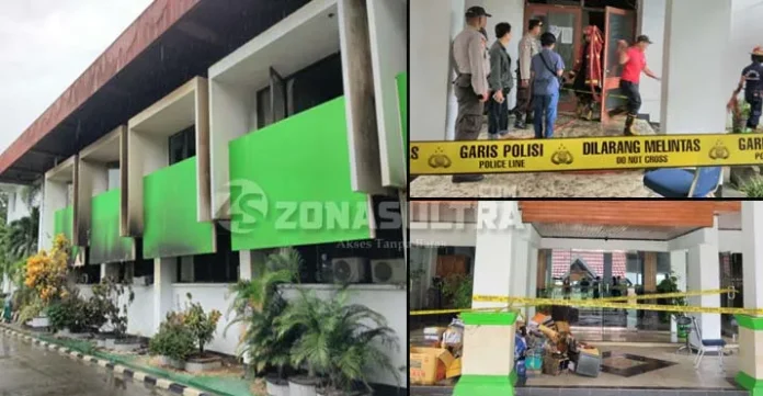 Kantor Walikota kendari Terbakar, Polisi Mulai Berjaga