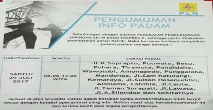 PLN Kerja Gardu Induk, Ini Wilayah Yang Akan Padam