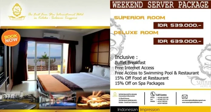 Nikmati Promo Weekend Server Package di Hotel Sutan Raja Kolaka Hanya Rp. 539 Ribu