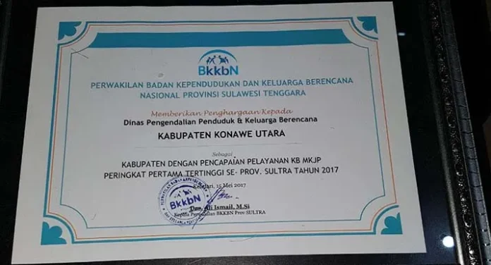 DPPKB Konut Raih Peringkat Pertama PP KB MKJP 2017 Sultra