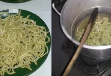 Peneliti UHO Berhasil Rancang Produk Mie Instan dari Ubi Kayu dan Daun Kelor MIE INSTAN – Produk mie instan yang dihasilkan oleh Peneliti di Universitas Halu Oleo (UHO) Darpy. Bahan dasarnya dari kombinasi tepung terigu, tepung ubi kayu, dan daun kelor. (Foto: Istimewa)