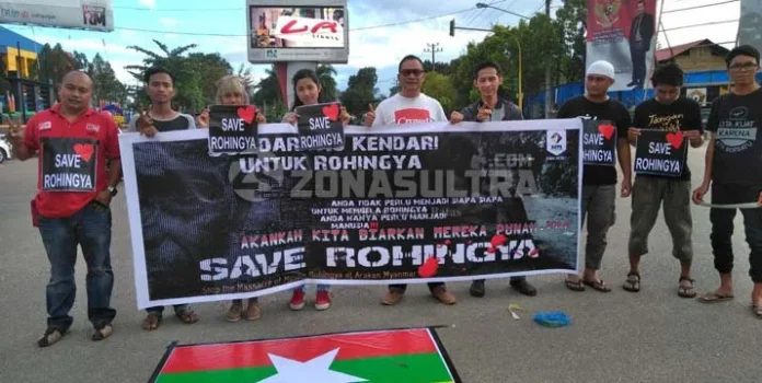 Solidaritas Untuk Rohingya, Pemuda Lintas Agama di Kendari Turun Jalan