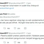 Cetak Kartu dan Daftar Ulang CPNS Belum Bisa Diakses, Ini Penjelasannya CPNS - Screenshoot pengumuman akun Twitter @cpnskumham2017 yang memberikan penjelasan perihal waktu pendaftaran ulang bagi lulusan S1 dan pencetakkan kartu untuk lulusan SLTA dan DIII