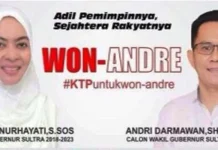 Lewat Jalur Indepen, WON-Andre Targetkan Tim Cari 300 Ribu Dukungan KTP Pasangan bakal calon (balon) gubernur perseorangan/independen Wa Ode Nurhayati – Andre Darmawan