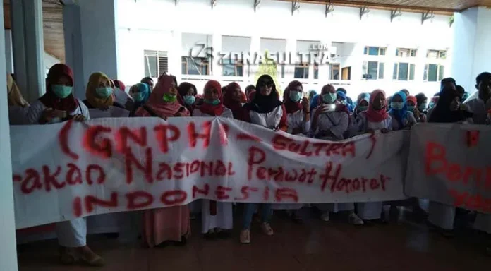Lakukan Aksi Mogok Kerja, Perawat Honorer Sultra Desak Pemerintah Hapus Tenaga Sukarela