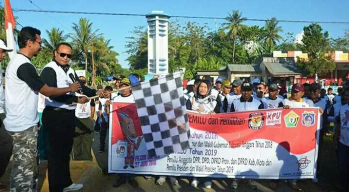 gerak_jalan_mubar Bupati Mubar Apresiasi Kegiatan Gerak Jalan Sadar Pemilu