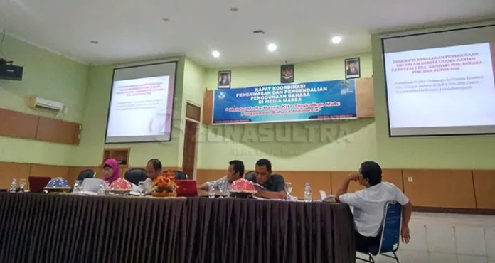 rakor_kantor_bahasa Tingkatkan Mutu Penggunaan Bahasa Indonesia di Media, Kantor Bahasa Sultra Gelar Rakor