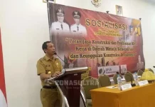 Buka Sosialisasi UU Jasa Kontruksi, Ini Pesan Wabup Konsel Wakil bupati Konawe Selatan (Konsel) Sulawesi Tenggara (Sultra) Arsalim Arifin