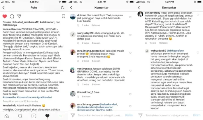 Driver Grab Kendari Dikeroyok Sopir Taksi, Netizen Sampaikan Rasa Simpati