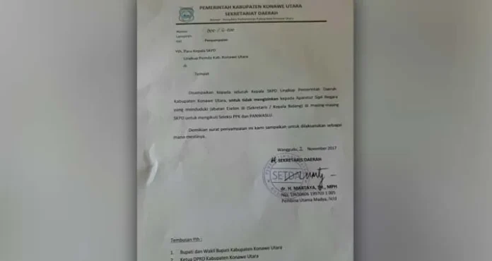 Satu Pejabat Eselon lll Konut Mengundurkan Diri dari PPK Saat Akan Dilantik