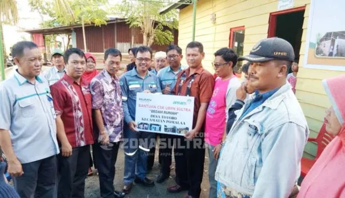 PT Antam UPBN Sultra Bedah Rumah Warga Desa Totobo