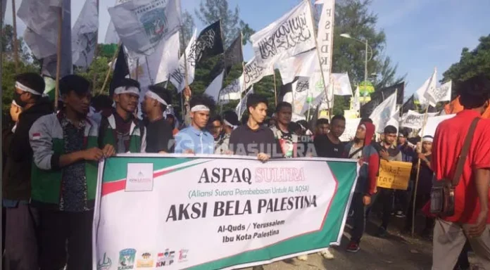 Ratusan Mahasiswa di Kendari Mengecam Keputusan Presiden AS terhadap Palestina