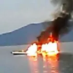Kapal Pengangkut BBM di Konut Terbakar Kapal Pengangkut BBM di Konut Terbakar