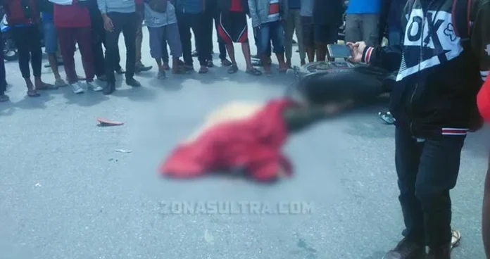 Salip Truk Kontainer, Warga Mandonga Tewas Terlindas