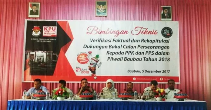 Dua Balon Wali Kota Perseorangan Lanjut Tahap Vertual, PPK dan PPS Baubau Diberi Bimtek