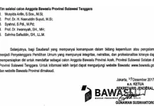 Proses Seleksi Segera Dimulai, Ini Timsel Calon Anggota Bawaslu Sultra Proses Seleksi Segera Dimulai, Ini Timsel Calon Anggota Bawaslu Sultra
