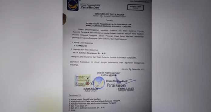 Optimis Koalisi Tercukupi, Surya Paloh Teken Formulir Pendaftaran Aman