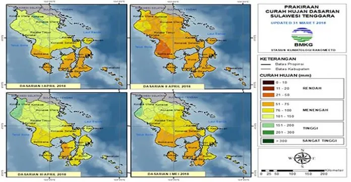 bmkg_mei Hujan Intensitas Ringan Bakal Mengguyur Wilayah Sultra Hingga Mei
