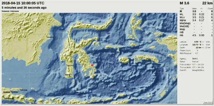 Gempa 3,6 SR Guncang Moramo, Terasa Keras di Kendari