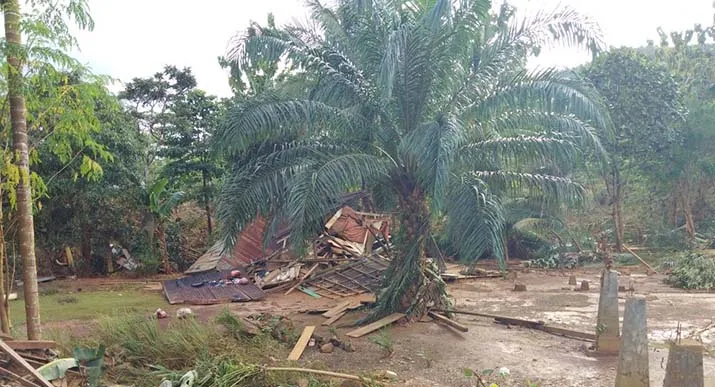 Kondisi rumah warga Konawe Utara yang rata dengan tanah karena diterjang banjir