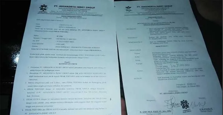 Surat Kontrak Kerja Karyawan PT. Ahsanriya Indri Group